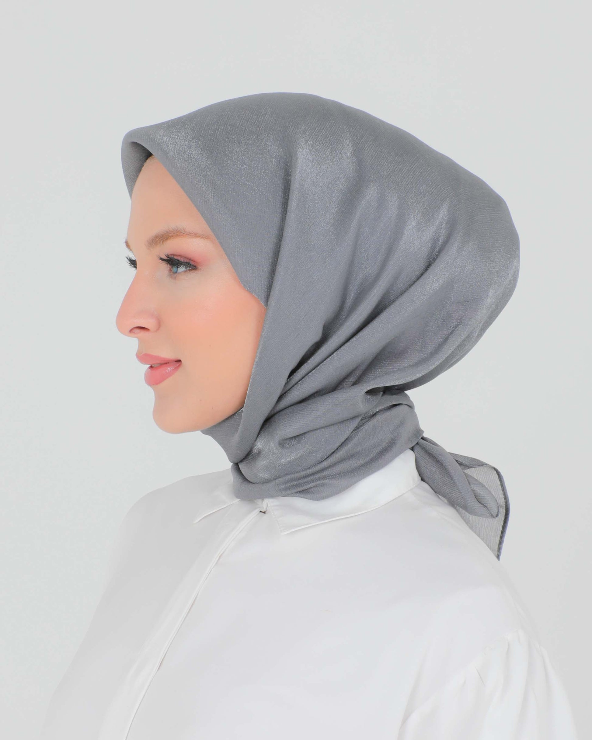 Hijab - Shiny square satin - Gray