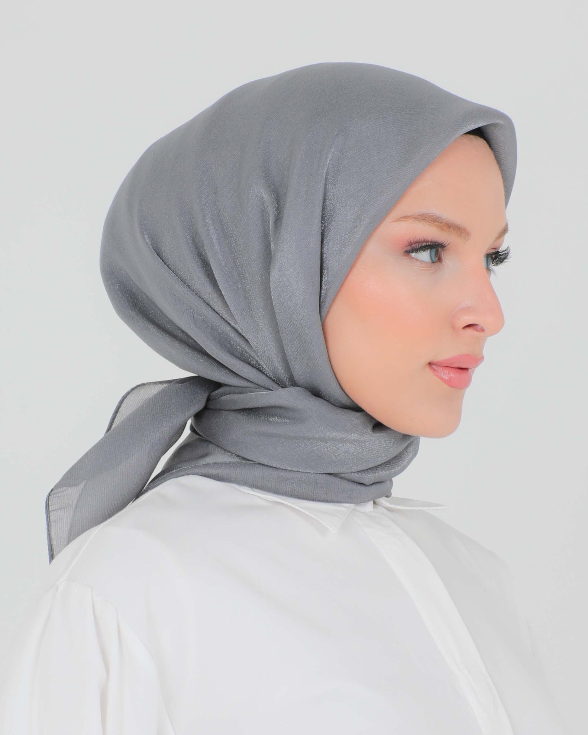 Hijab - Shiny square satin - Gray