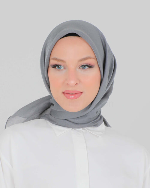 Hijab - Shiny square  satin - Gray