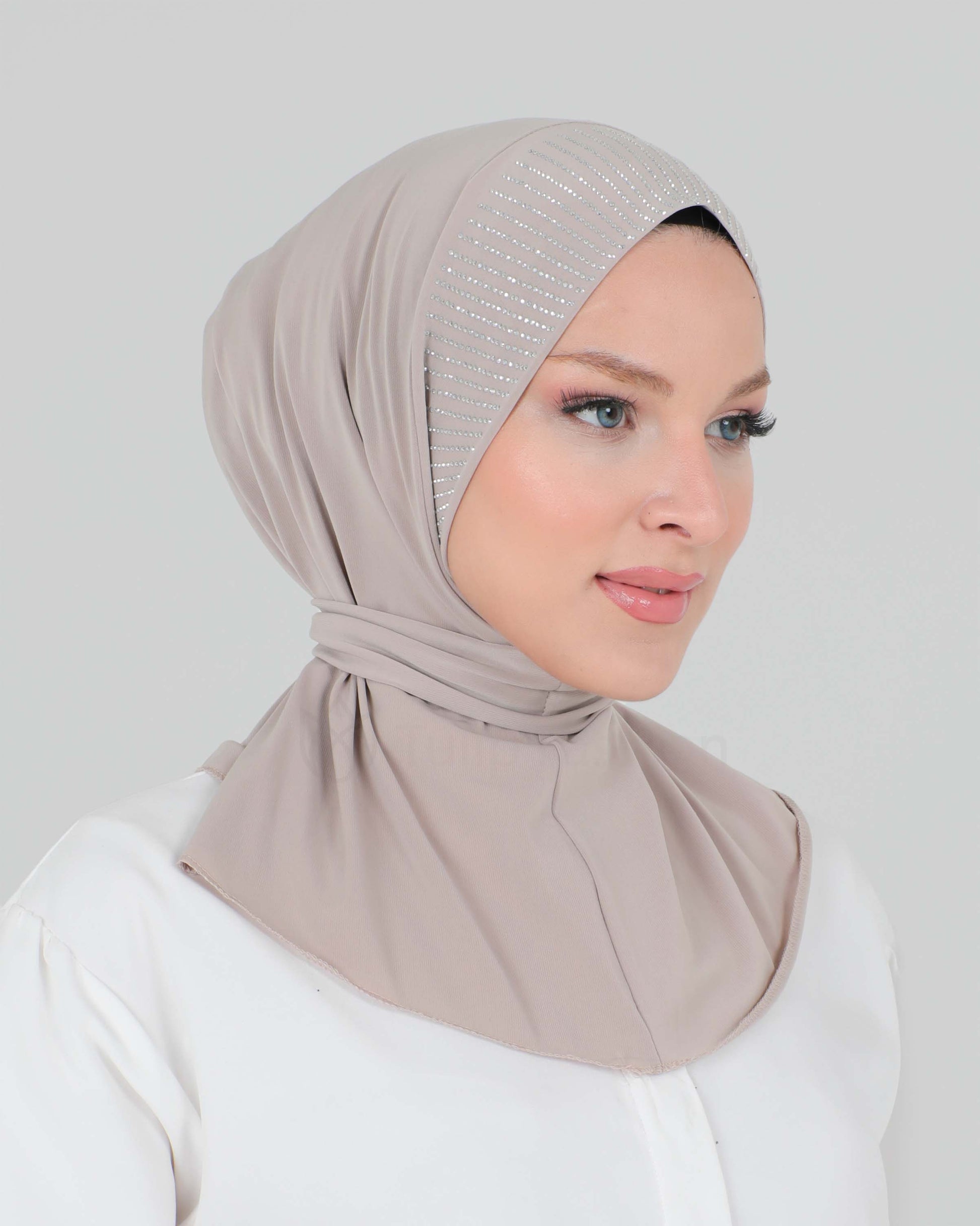 Al Amira Instant Crystal Hijab - Nude Beige
