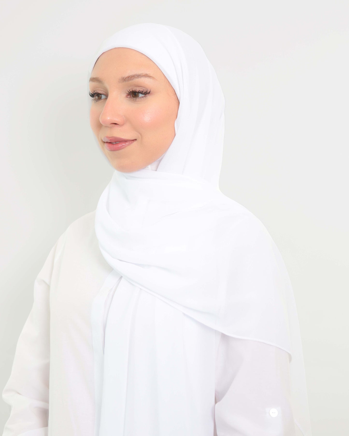 Hijab - Instant Chiffon with full coverage underscarf - White