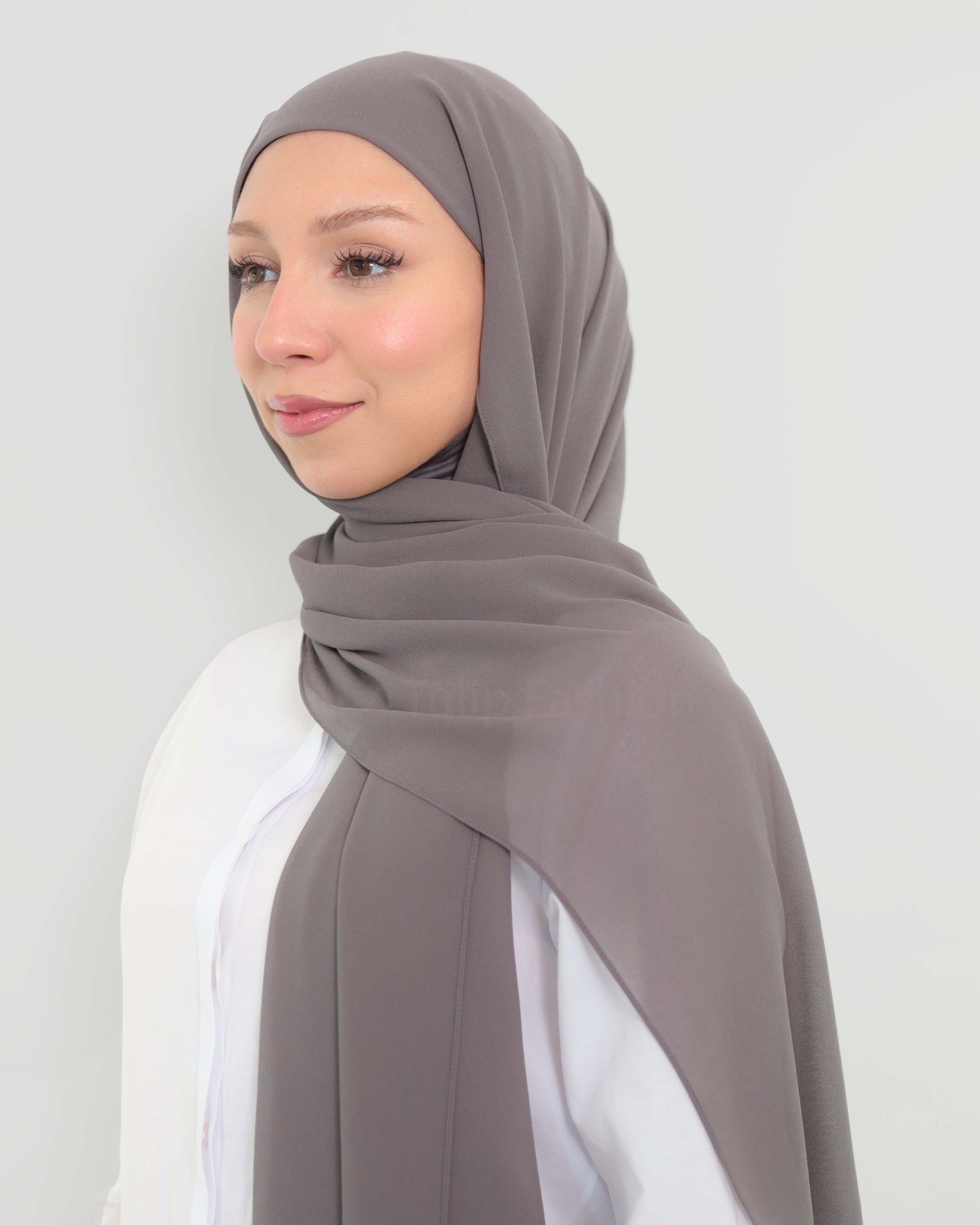 Hijab - Instant Chiffon with full coverage underscarf - Gray