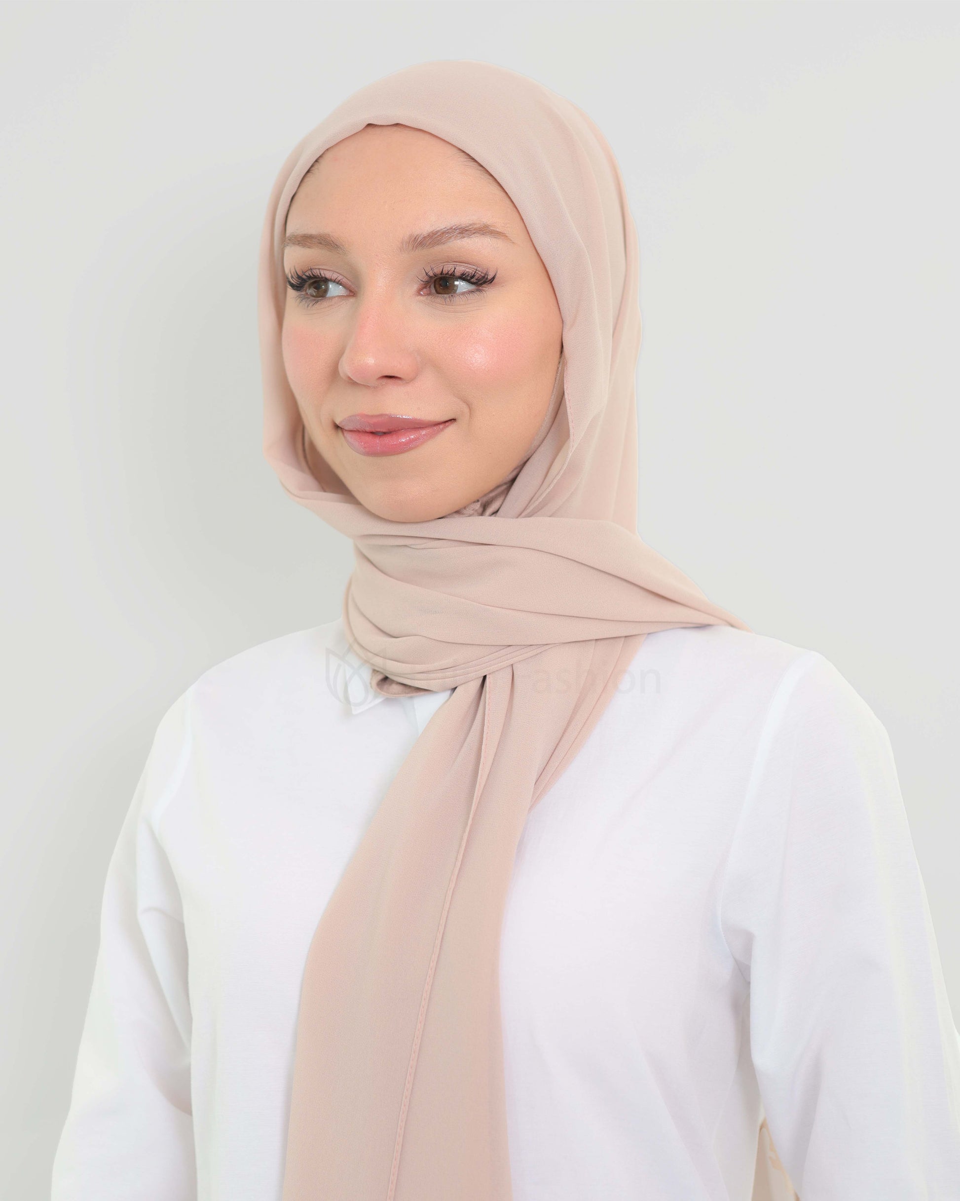 Hijab - Instant Chiffon with full coverage underscarf - Light Mauve