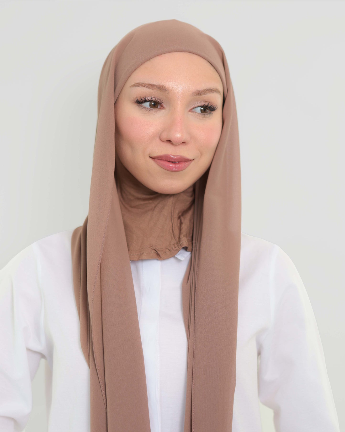 Hijab - Instant Chiffon with full coverage underscarf - Hazel Brown