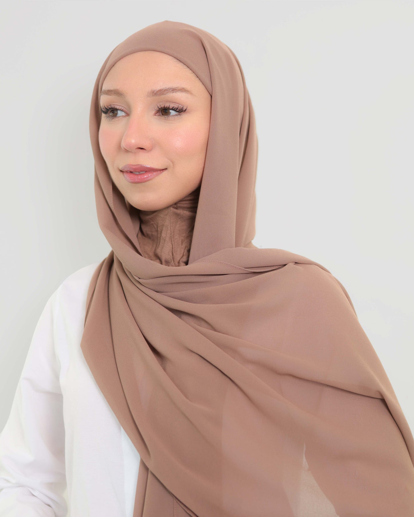 Hijab - Instant Chiffon with full coverage underscarf - Hazel Brown