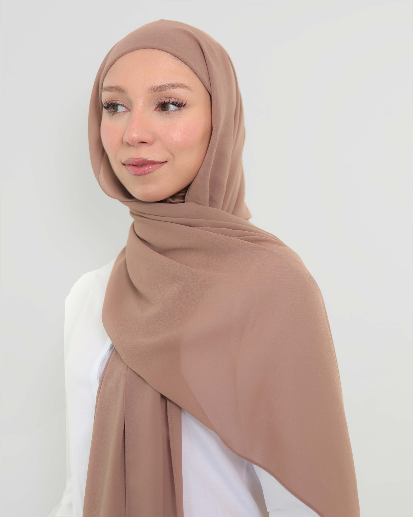 Hijab - Instant Chiffon with full coverage underscarf - Hazel Brown