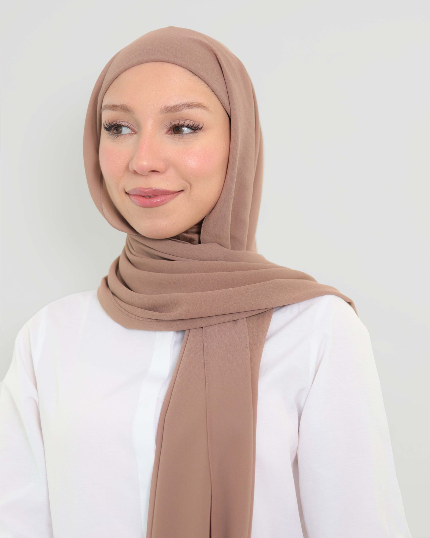 Hijab - Instant Chiffon with full coverage underscarf - Hazel Brown