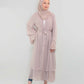 Chiffon open Abaya set - Nude Beige