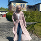 Chiffon open Abaya set - Nude Beige