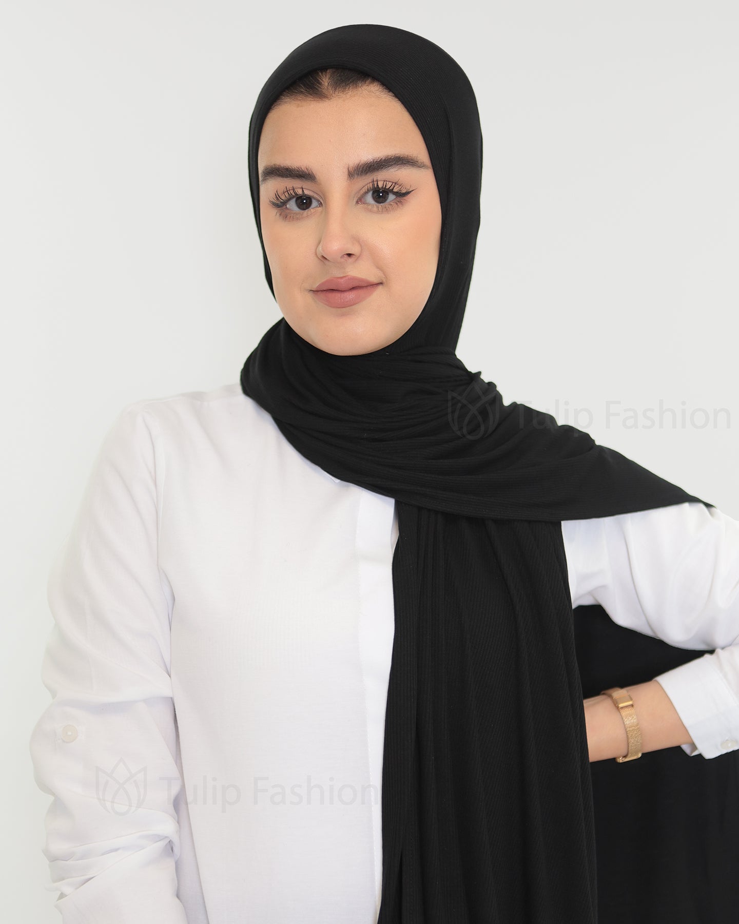 Hijab - Bamboo Ribbed Jersey - Black