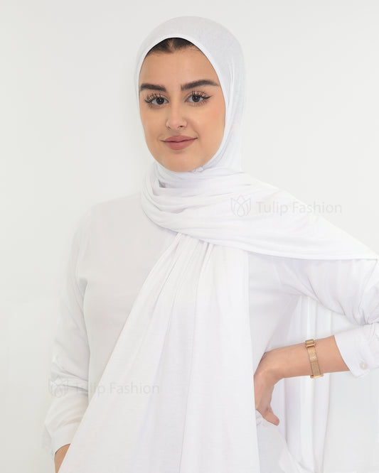 Hijab - Bamboo Ribbed Jersey - White