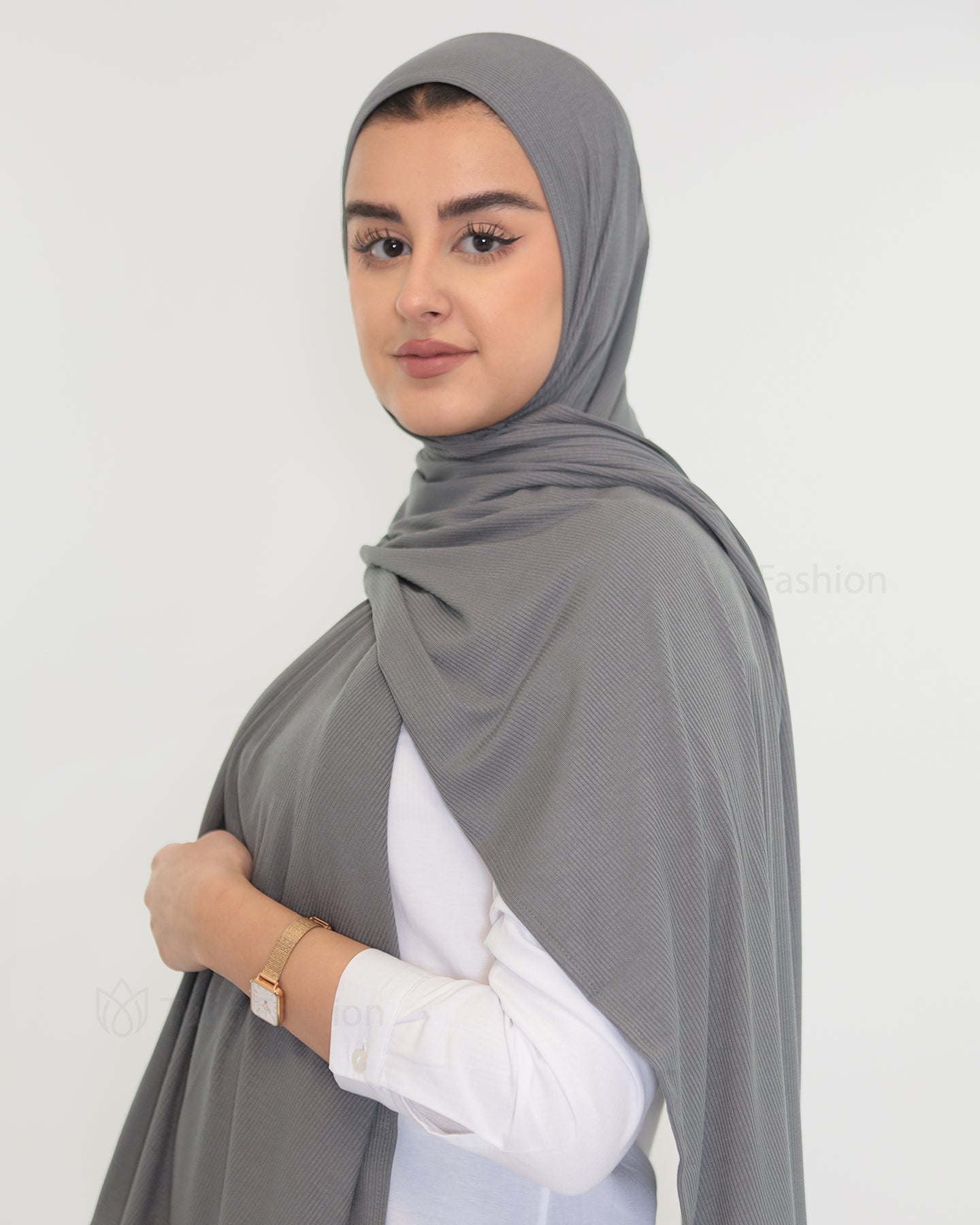Hijab - Bamboo Ribbed Jersey - Dark Gray