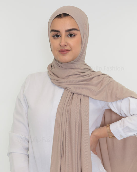 Hijab - Bamboo Ribbed Jersey - Taupe