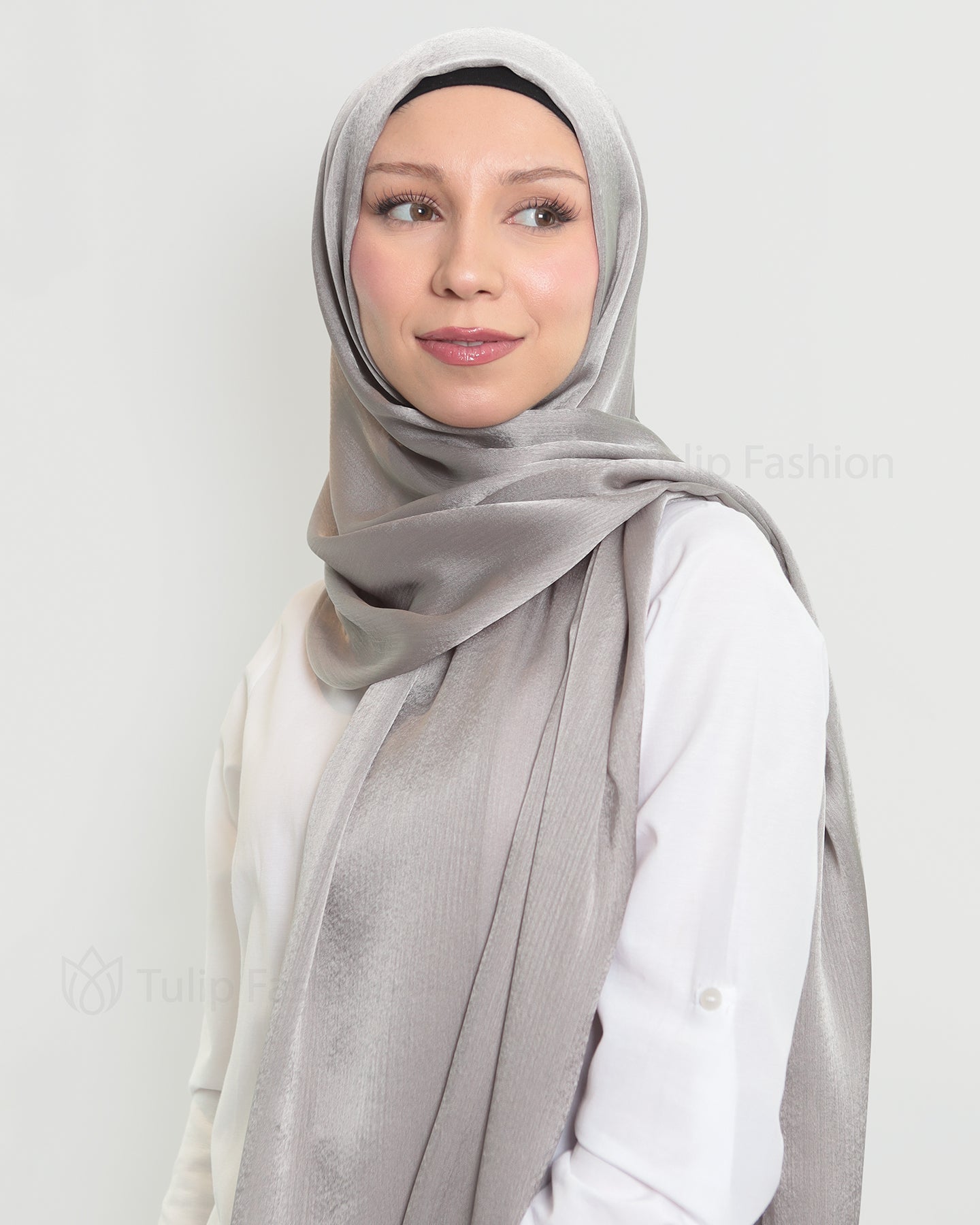 Hijab - Metallic Satin - Gray