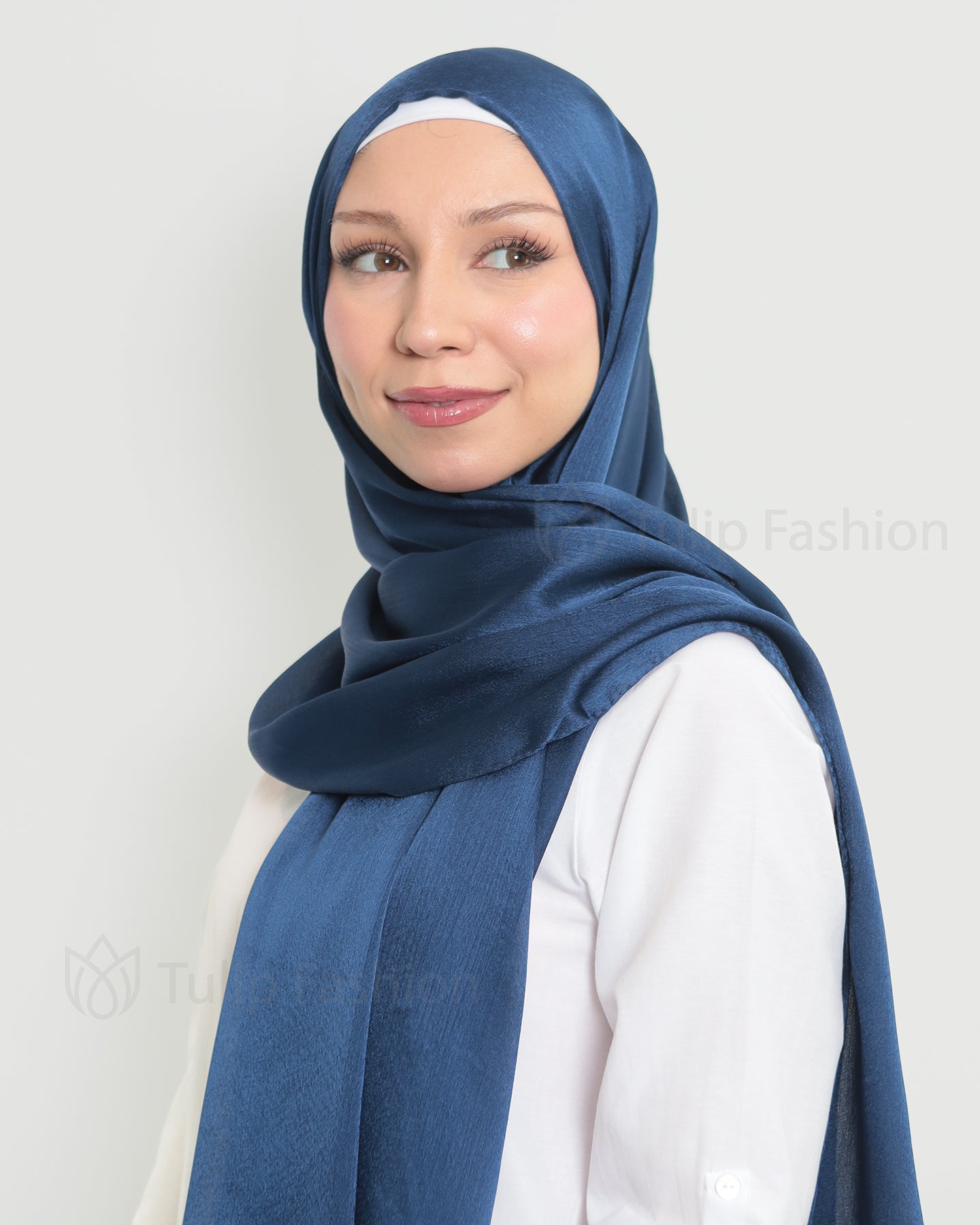 Hijab - Metallic Satin - Navy Blue