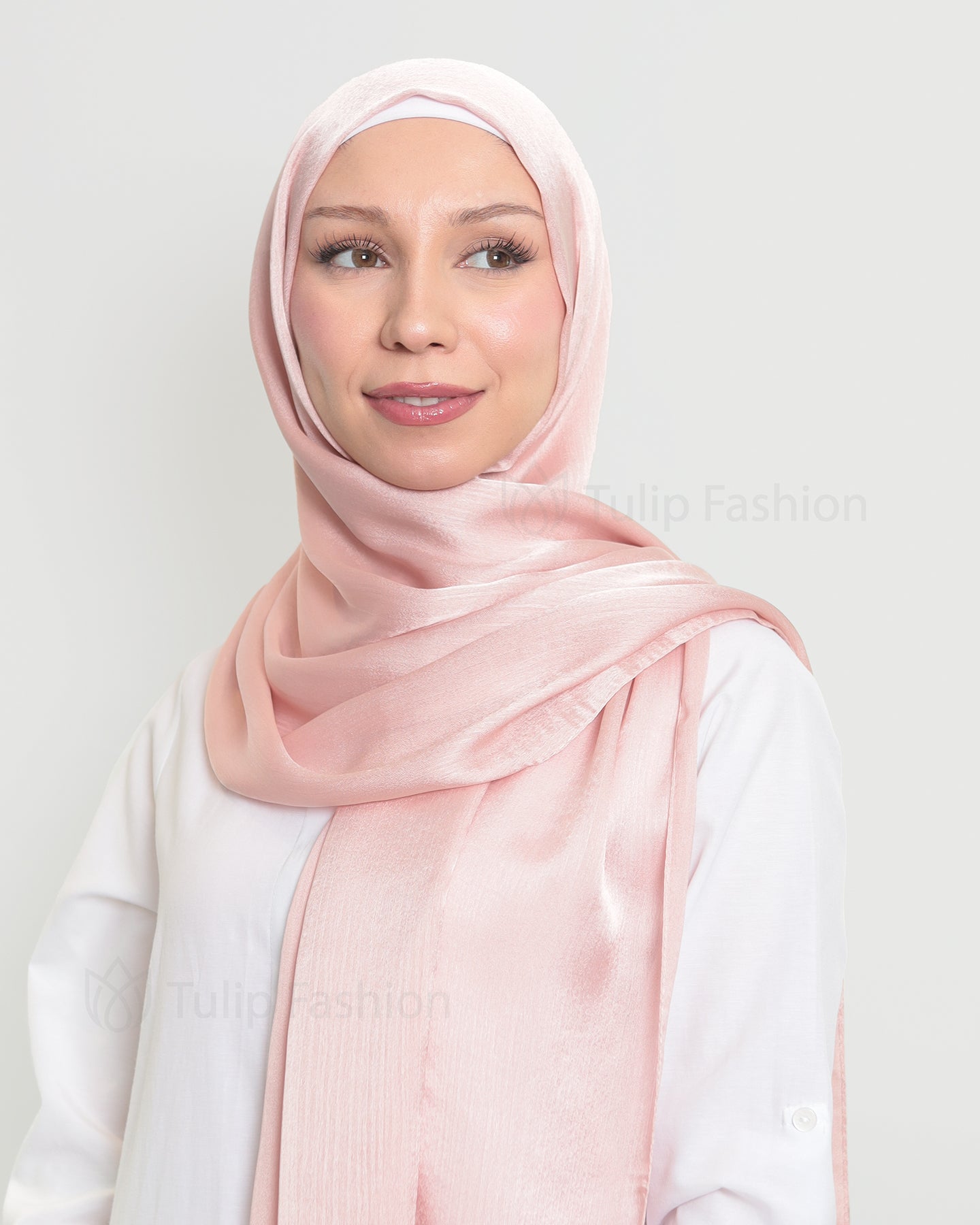 Hijab - Metallic Satin - Light Pink