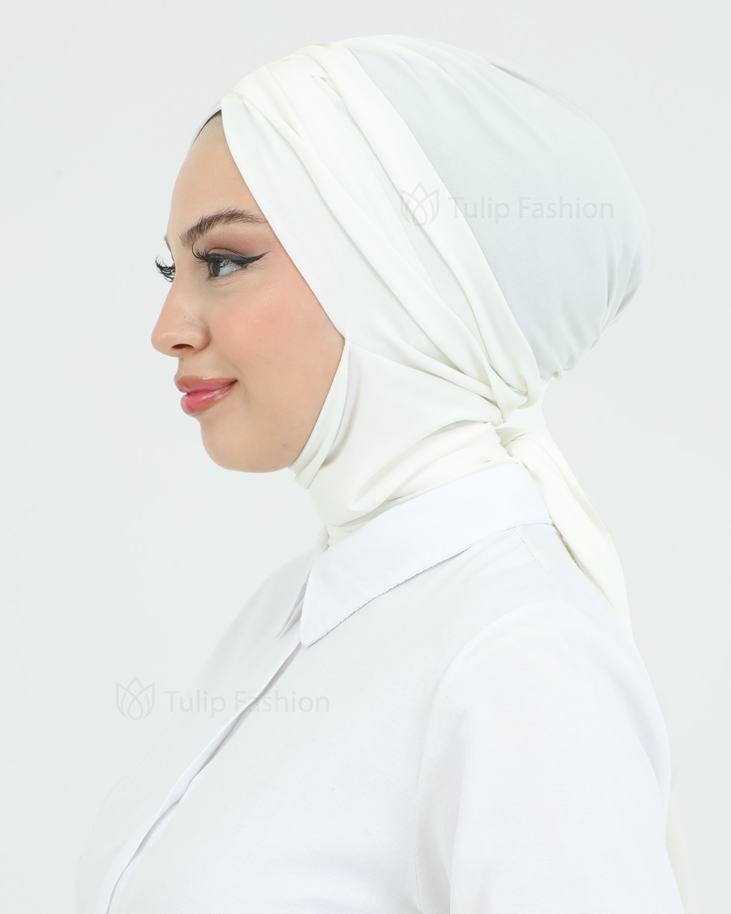 Turban with shawl - Tulia - Off-White