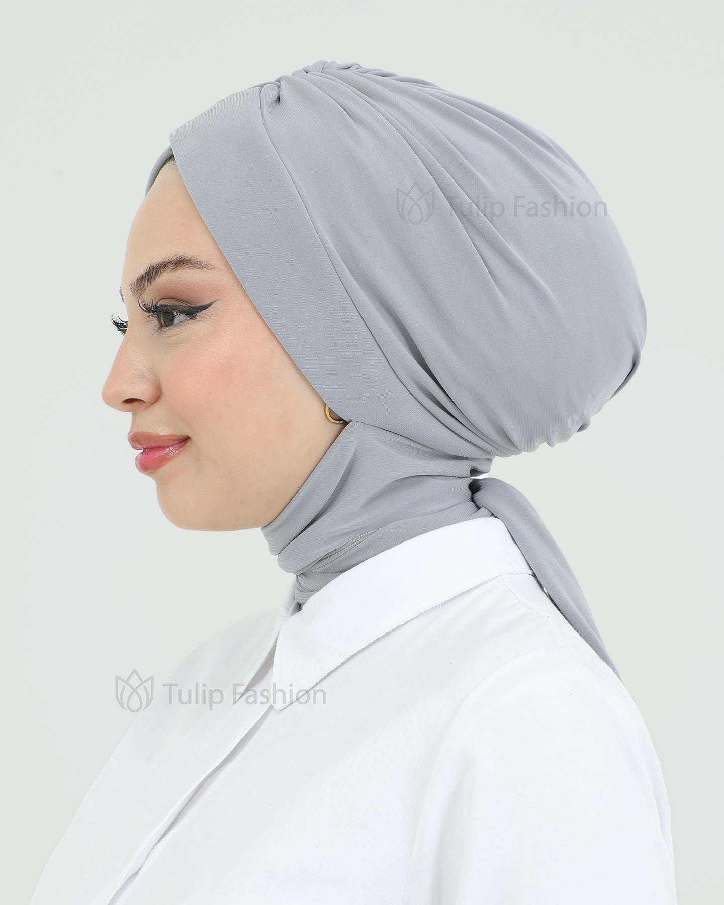 Turban with shawl - Tulin - Gray