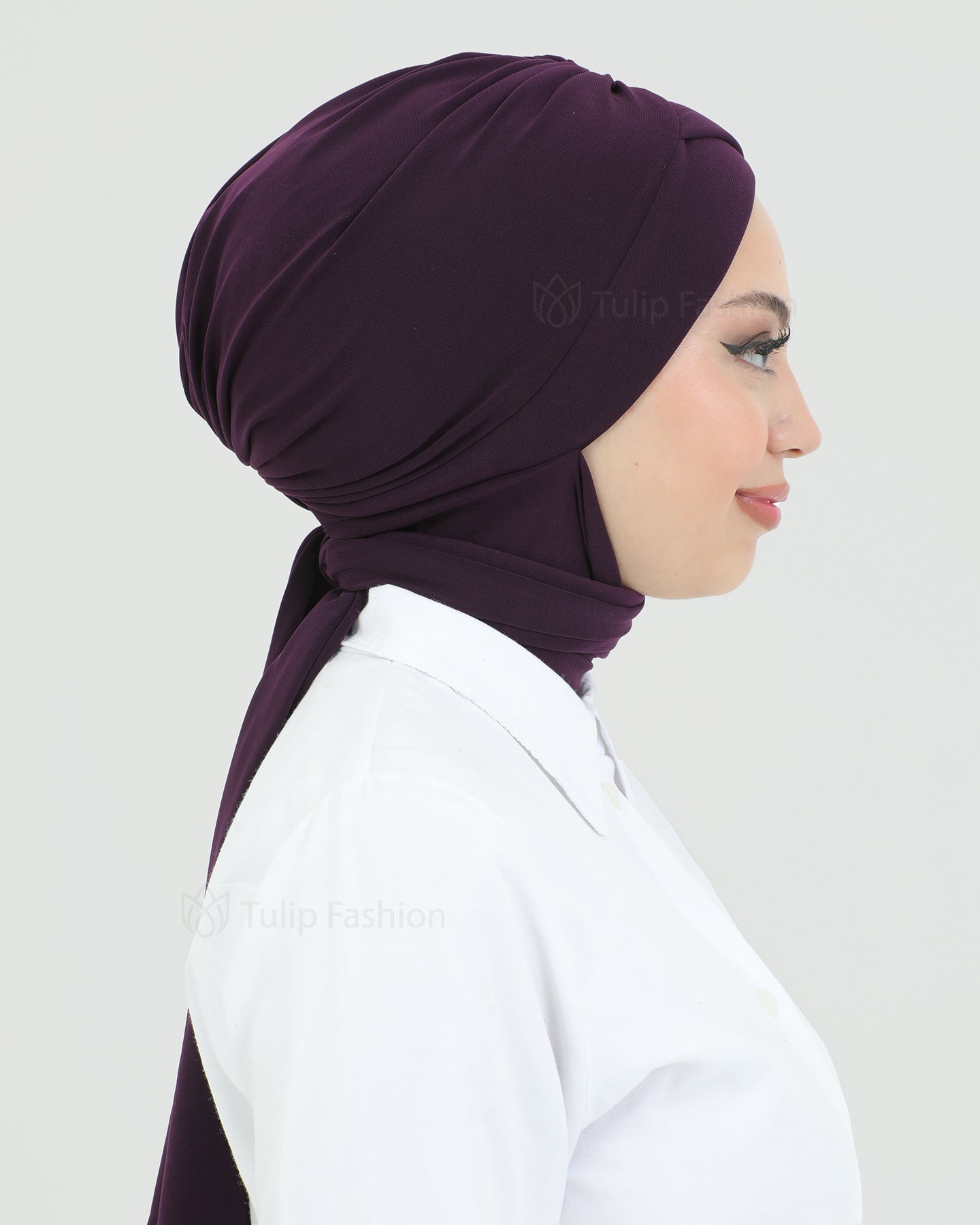 Turban with shawl - Tulin - Dark Purple