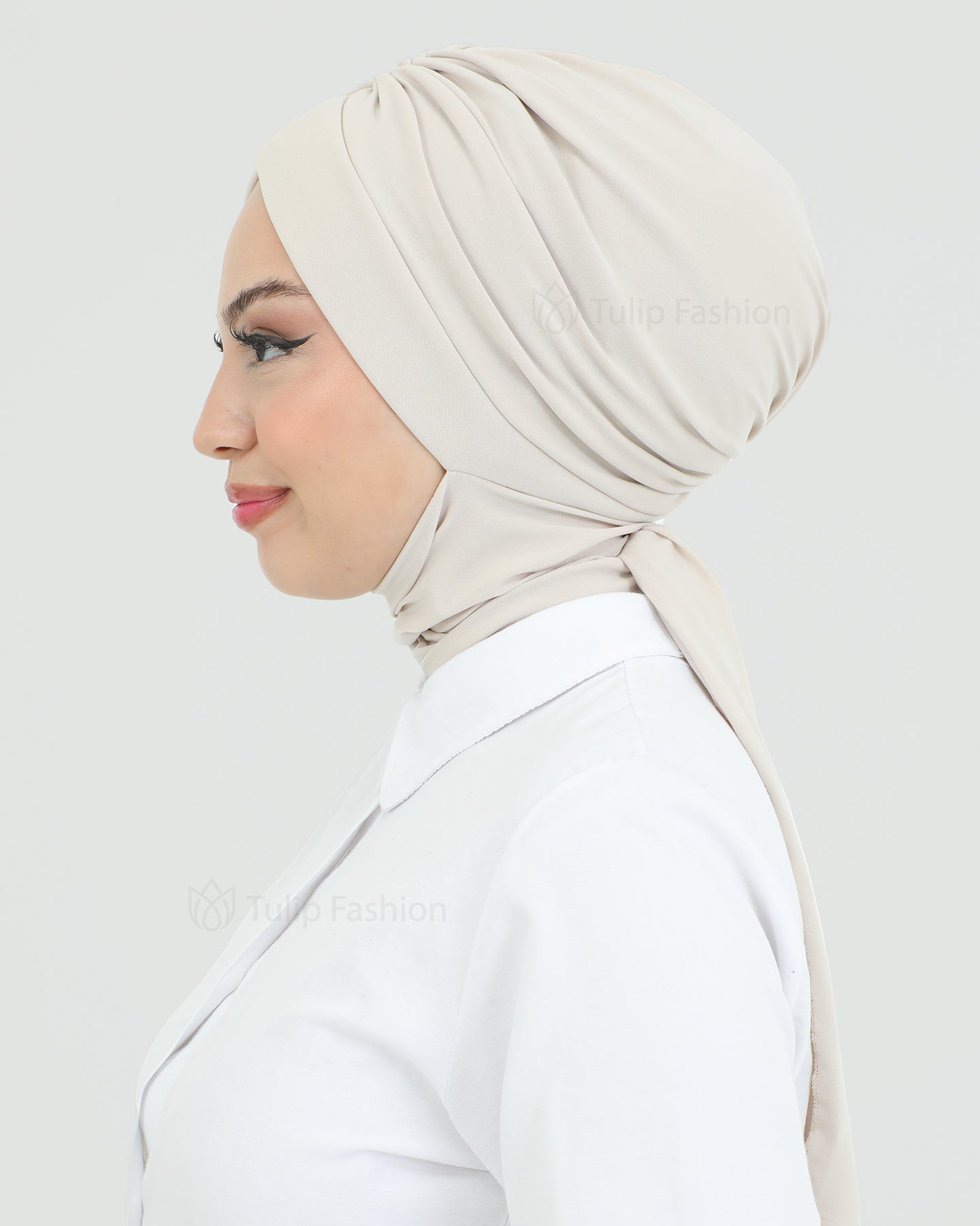 Turban with shawl - Tulin - Beige