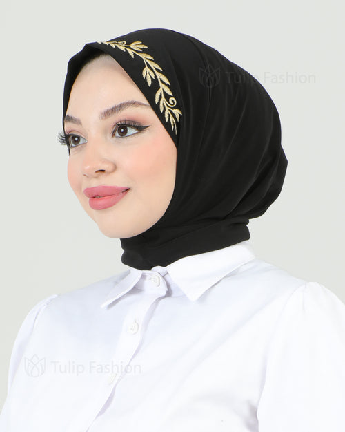 Hijab - Instant Lycra Leaf - Black