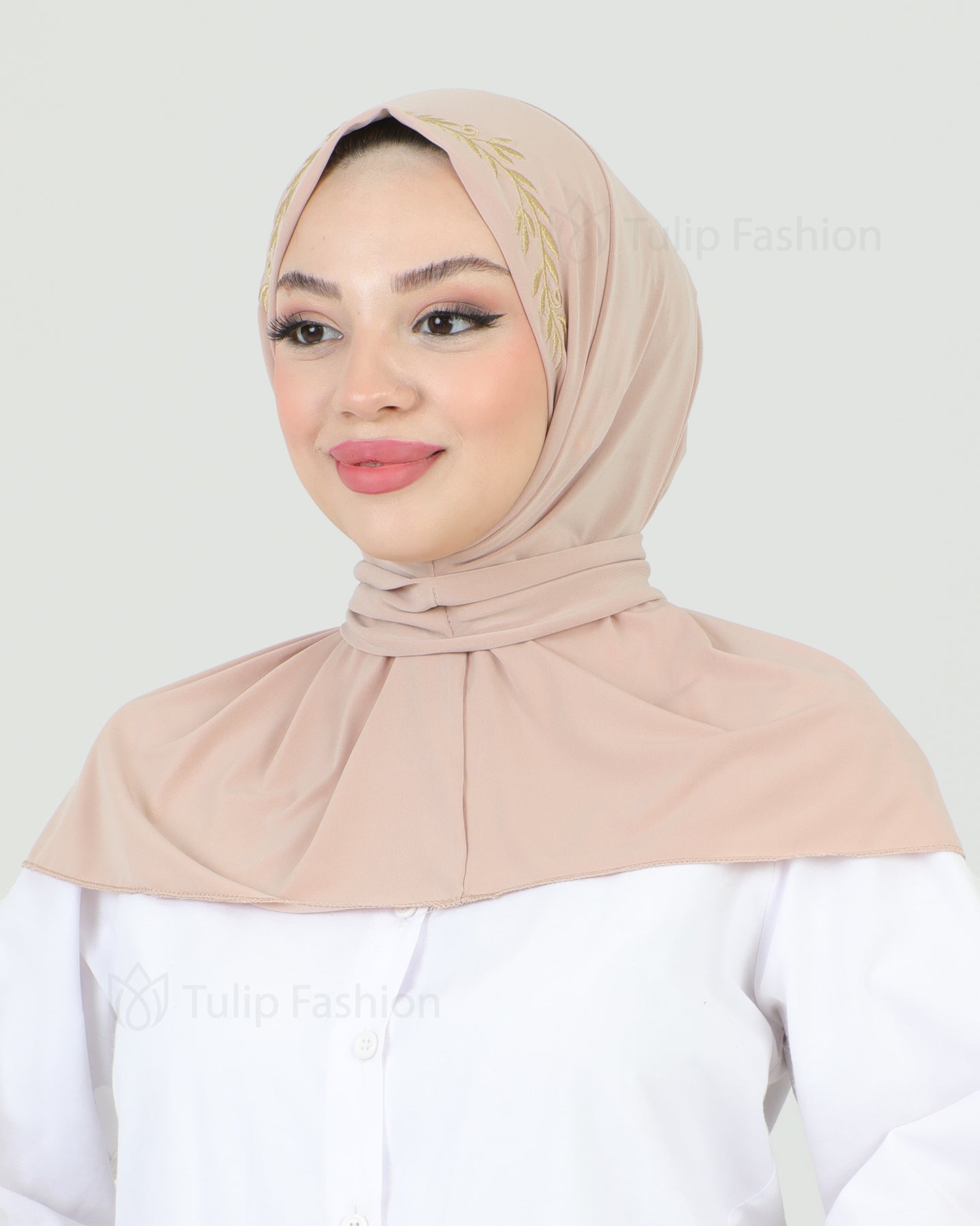 Hijab - Instant Lycra Leaf - Nude Beige