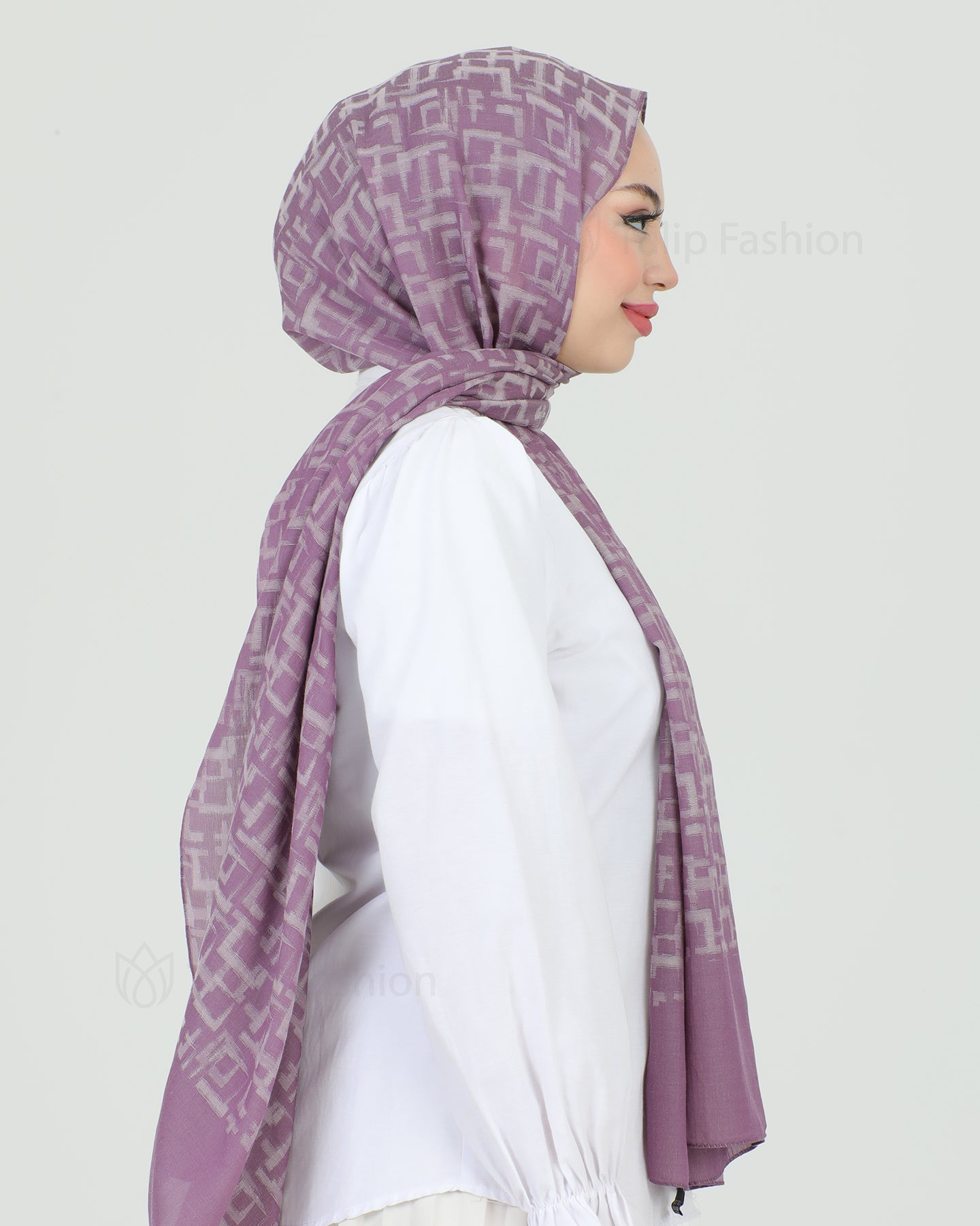 Hijab - Squares - Mauve