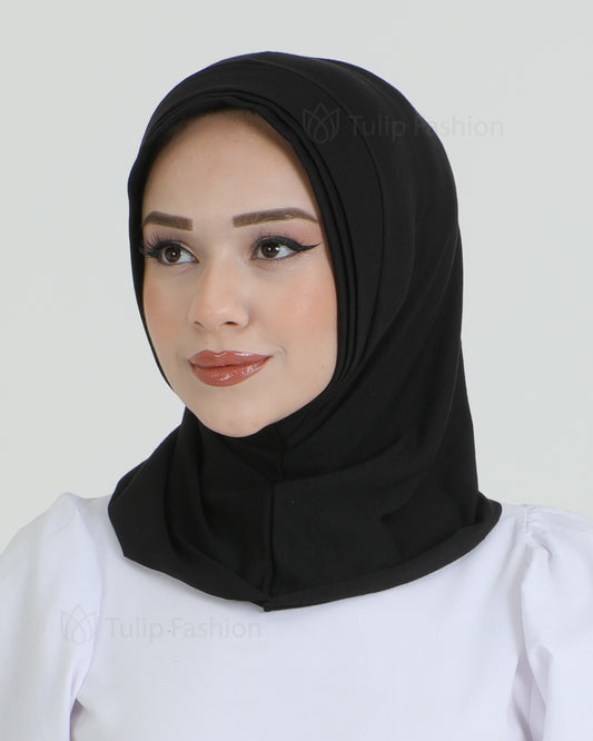 Hijab - Jersey Stripes One Piece - Black