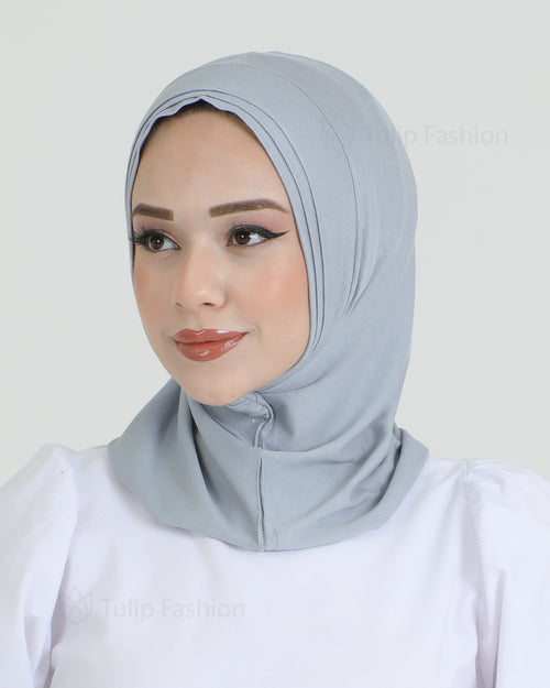 Hijab - Jersey Stripes One Piece - Gray