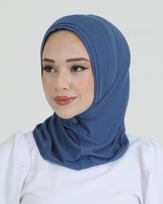 Hijab - Jersey Stripes One Piece - Royal Blue