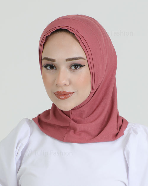 Hijab - Jersey Stripes One Piece - Pink