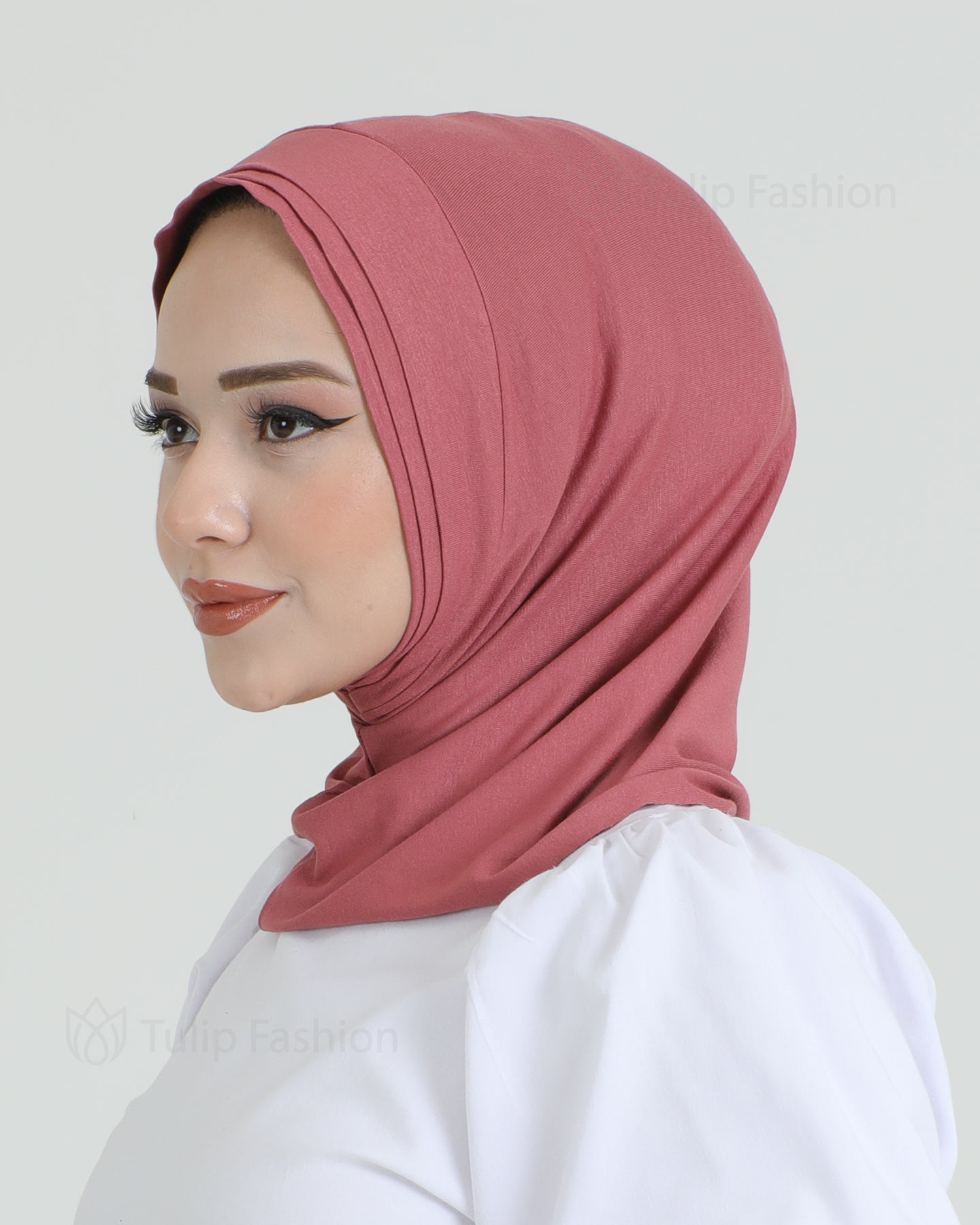 Hijab - Jersey Stripes One Piece - Pink