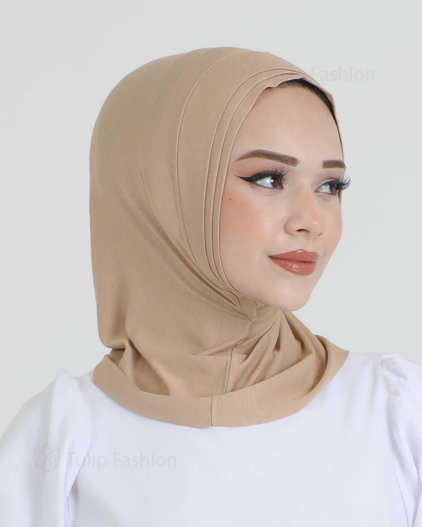 Hijab - Jersey Stripes One Piece - Beige