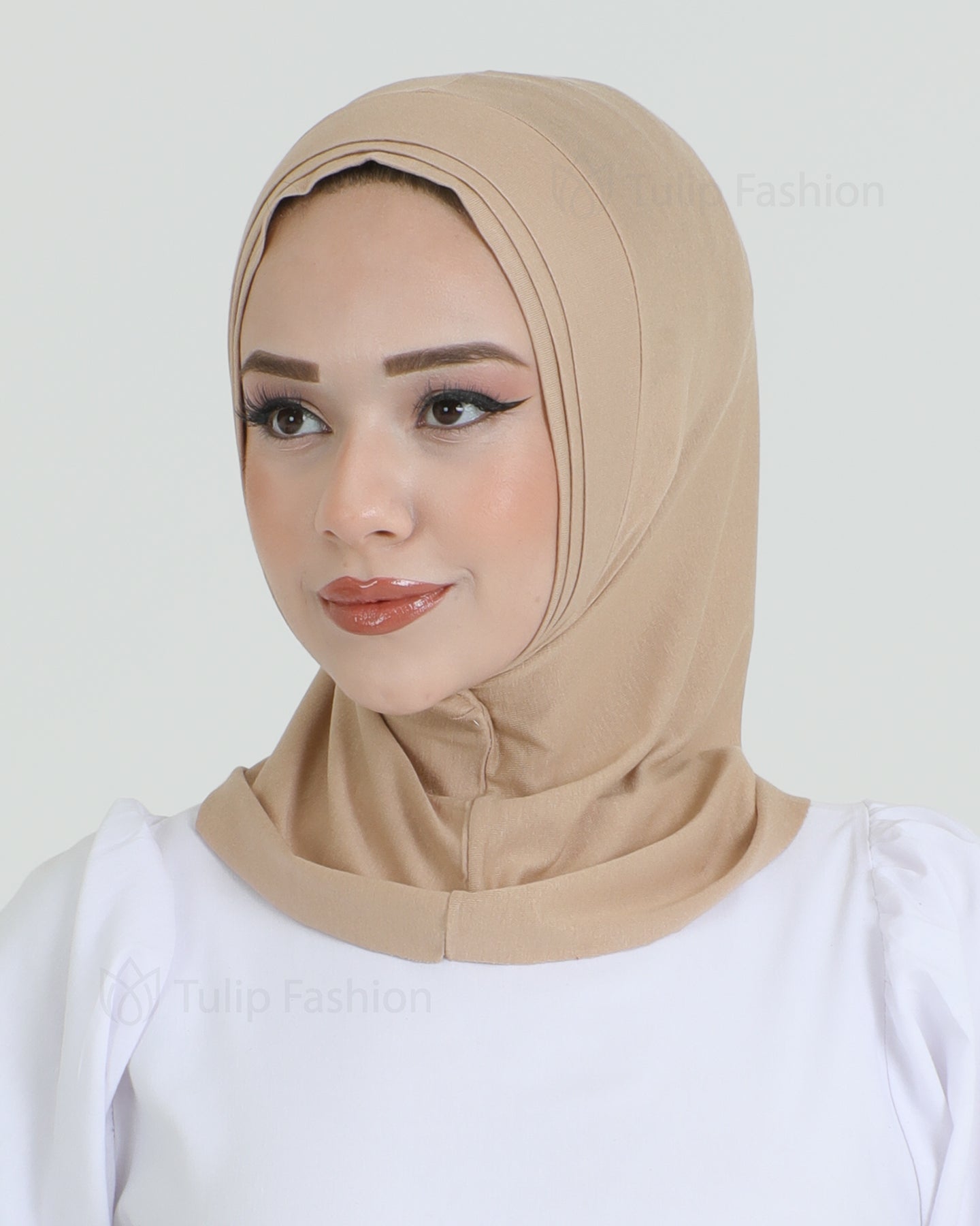 Hijab - Jersey Stripes One Piece - Beige