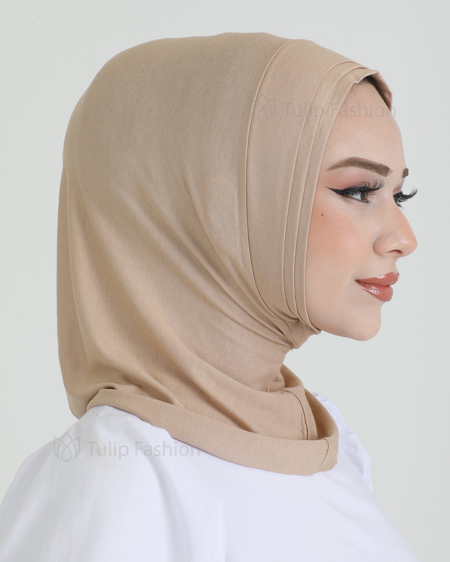 Hijab - Jersey Stripes One Piece - Beige