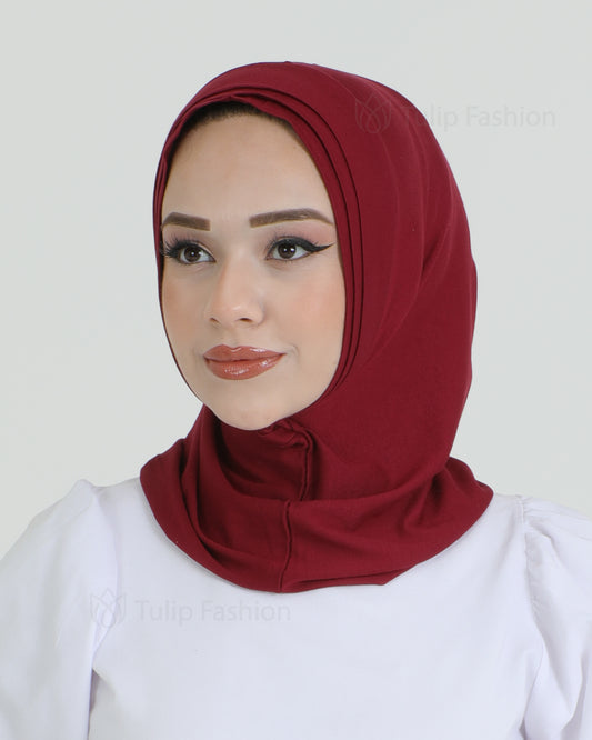 Hijab - Jersey Stripes One Piece - Maroon