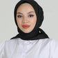 Hijab - Square Satin Leaf - Black