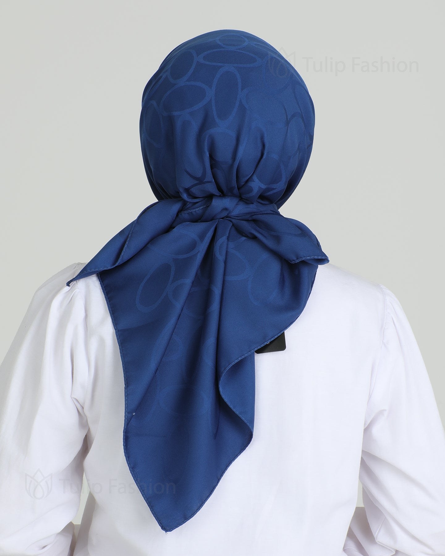 Hijab - Square Satin Leaf - Blue