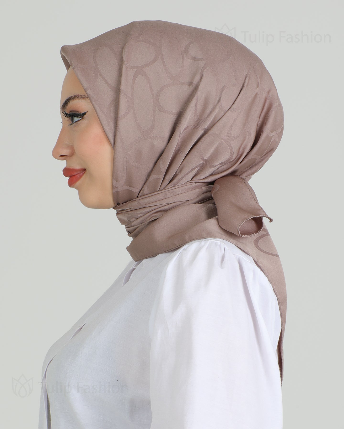 Hijab - Square Satin Leaf - Brown