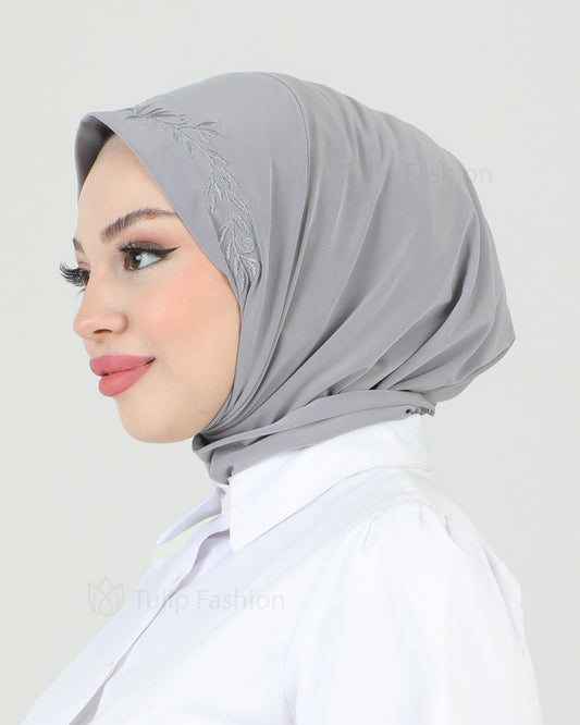 Hijab - Instant Lycra Leaf - Light Gray