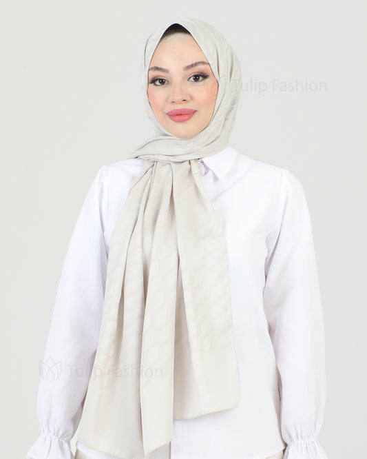 Hijab - Satin Waves - Pearl White