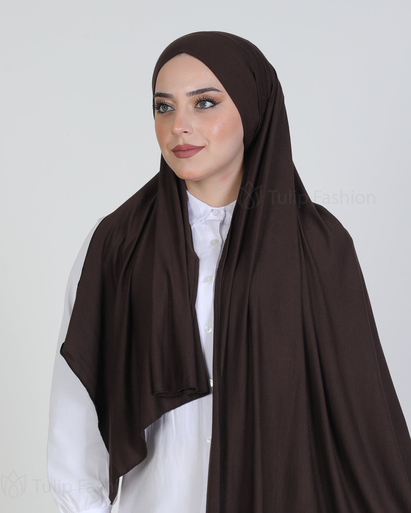 Hijab - Jersey with band - Dark Brown