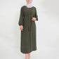 Open Abaya set with sleeveless dress - Olive Green
