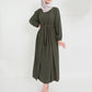 Open Abaya set with sleeveless dress - Olive Green