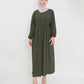 Open Abaya set with sleeveless dress - Olive Green