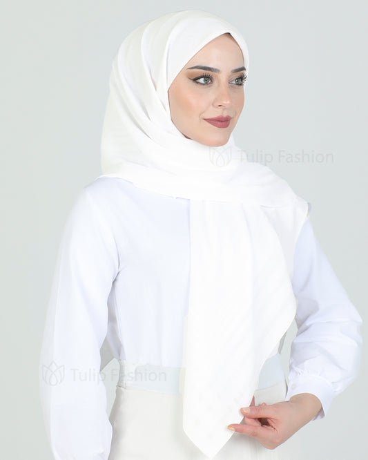 Hijab - chiffon stripes 120 cm - Off-White