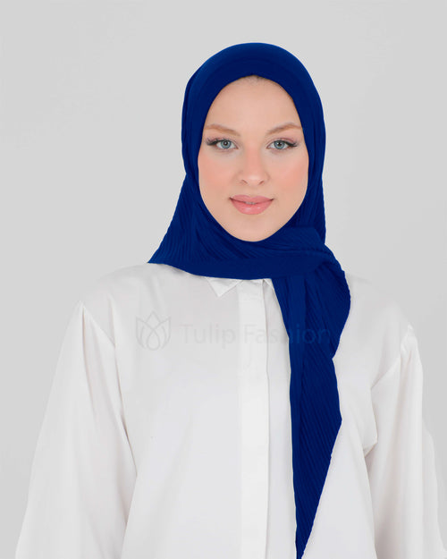 Hijab - Square Lycra Striped -  Dark Blue