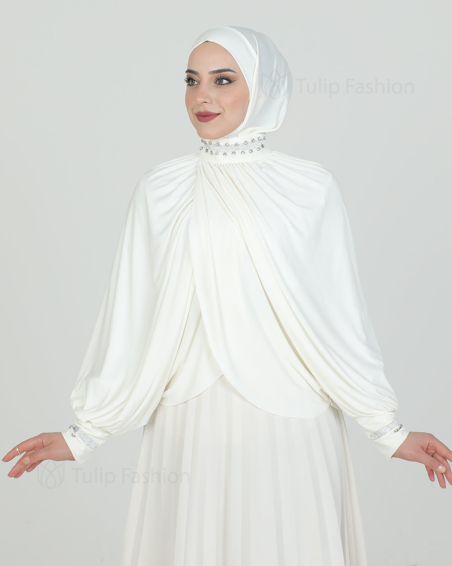 Hijab - Instant Lycra with arms - Off-White