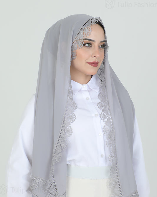 Hijab - chiffon Dantelle - Gray