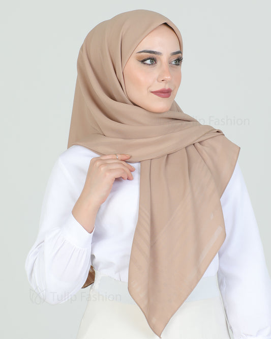 Hijab - chiffon stripes 120 cm - Nude Beige
